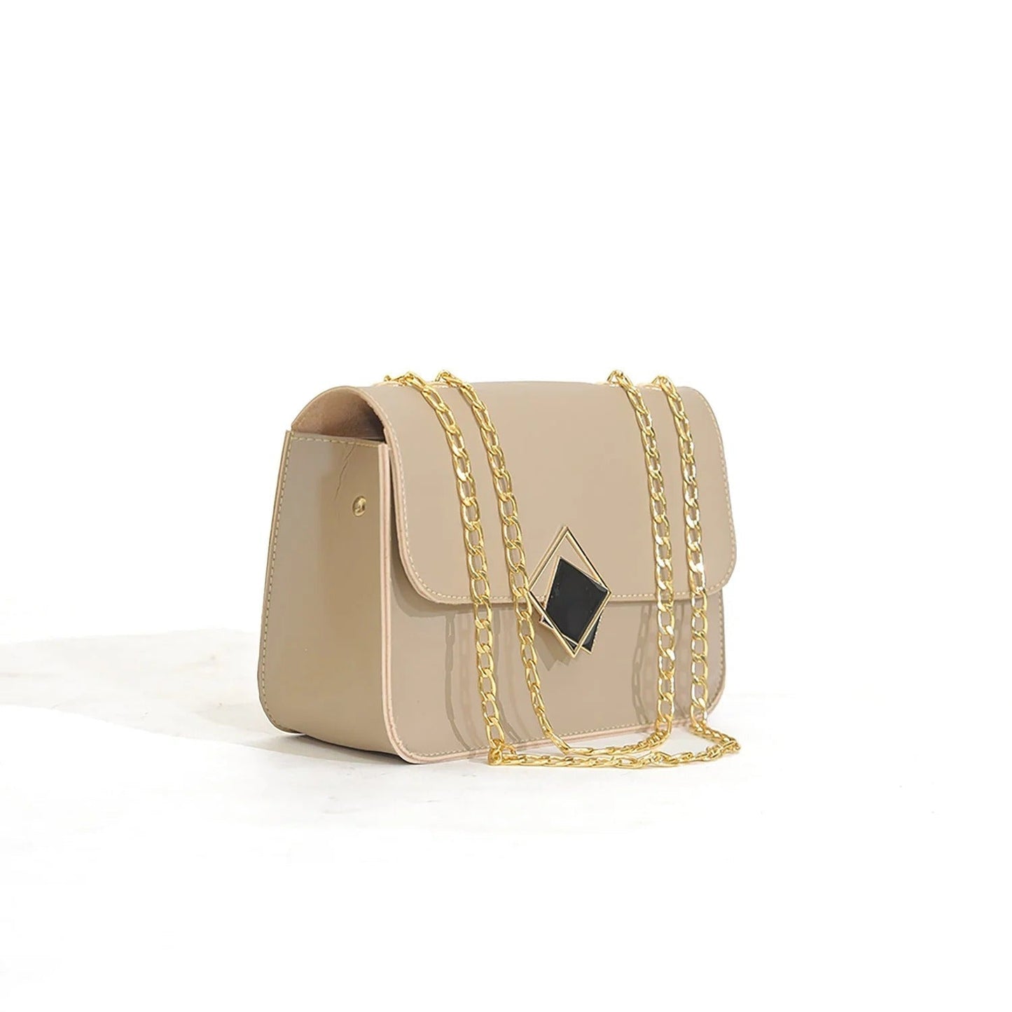 2 Pcs PU leater Hand bag With Long Golden Chain For Girls